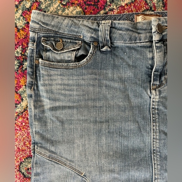 Paige | Women's Medium Blue Denim Pico Jean Skirt, trumpet flare, pockets, sz 32 - Picture 10 of 13